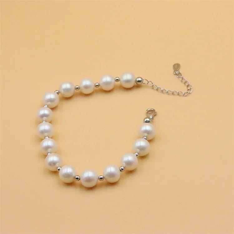 ZFSILVER 925 Sterling Silver Freshwater Pearl Bracelet Gift Jewelry For Women
