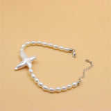 925 Sterling Silver Freshwater Baroque Cross Pearl Bracelet Gift for Women