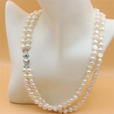925 Silver Baroque Pearl Double Chain Necklace