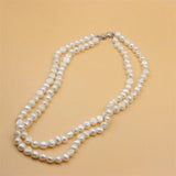 925 Silver Baroque Pearl Double Chain Necklace