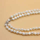 925 Silver Baroque Pearl Double Chain Necklace