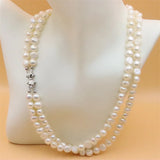 925 Silver Baroque Pearl Double Chain Necklace