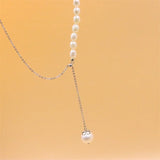 925 Silver Pearl Necklace Adjustable Chain Wedding Gift