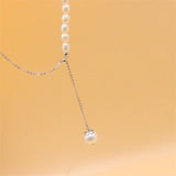 925 Silver Pearl Necklace Adjustable Chain Wedding Gift