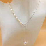 925 Silver Pearl Necklace Adjustable Chain Wedding Gift