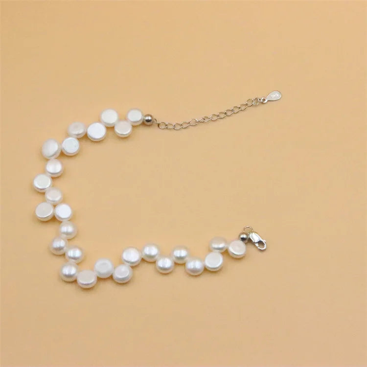 ZFSILVER 925 Silver Pearl Charm Bracelet Gift Women