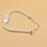 ZFSILVER 925 Silver Pearl Bracelet Baroque Rectangle Gift Jewelry