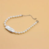 ZFSILVER 925 Silver Pearl Bracelet Baroque Rectangle Gift Jewelry