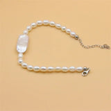 ZFSILVER 925 Silver Pearl Bracelet Baroque Rectangle Gift Jewelry