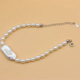 ZFSILVER 925 Silver Pearl Bracelet Baroque Rectangle Gift Jewelry