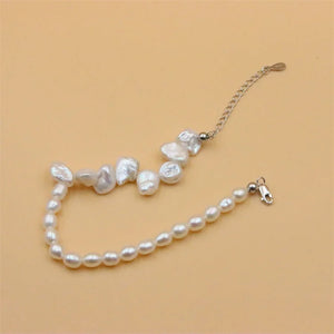 ZFSILVER 925 Silver Freshwater Pearl Bracelet Stone Gift Jewelry Sweet For Women