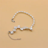 ZFSILVER 925 Silver Freshwater Pearl Bracelet Stone Gift Jewelry Sweet For Women