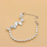 ZFSILVER 925 Silver Freshwater Pearl Bracelet Stone Gift Jewelry Sweet For Women