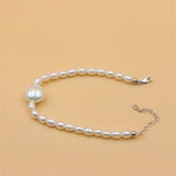 925 Silver Freshwater Pearl Bracelet with Shell Bead Charm