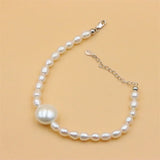 925 Silver Freshwater Pearl Bracelet with Shell Bead Charm