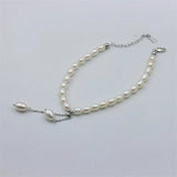 925 Silver Freshwater Pearl Tassel Bracelet Women Gift