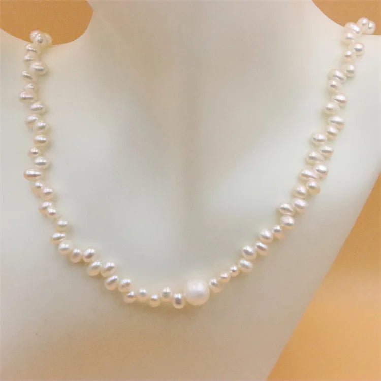 925 Sterling Silver Egg Natural Pearl Necklace Jewelry Women Wedding Gift