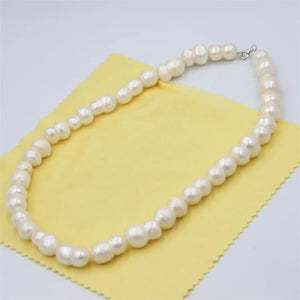 925 Silver Baroque Pearl Necklace DIY Charm Jewelry Women Gift