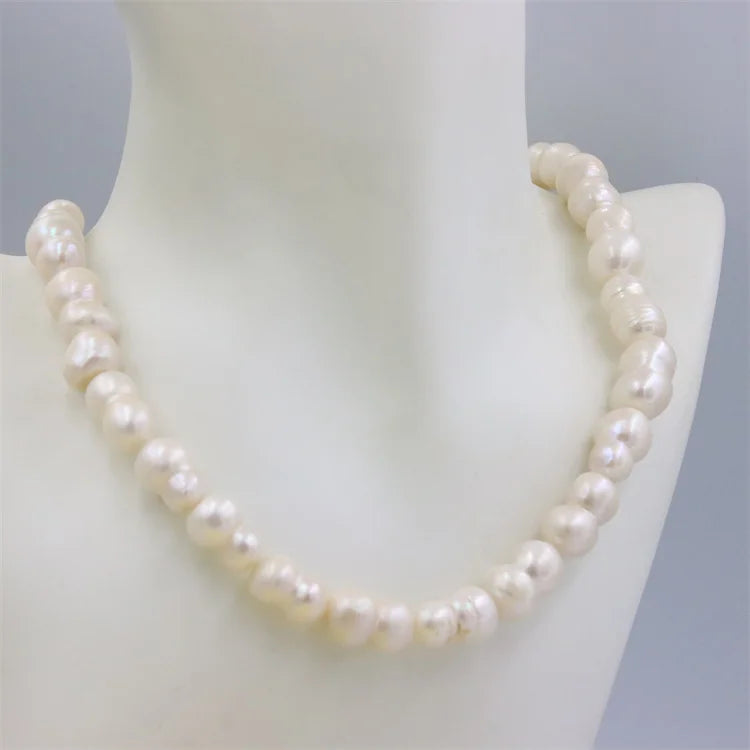 925 Silver Baroque Pearl Necklace DIY Charm Jewelry Women Gift