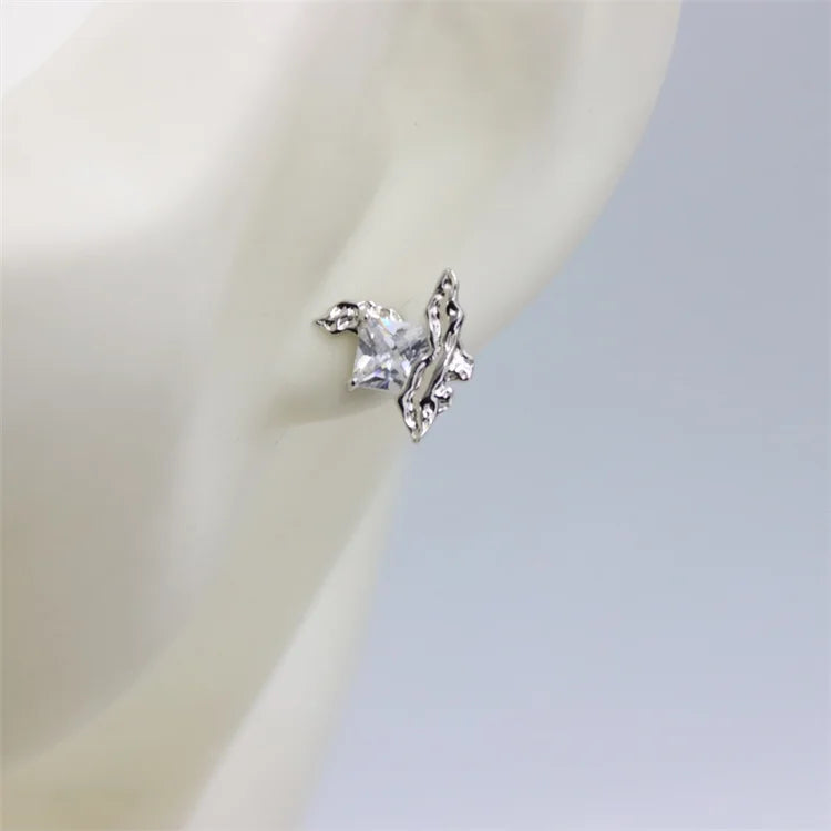 ZFSILVER 925 Sterling Silver Square Zircon Earrings