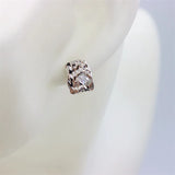 925 Silver Zircon Rectangle Stud Earrings Wedding Jewelry