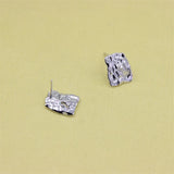925 Silver Zircon Rectangle Stud Earrings Wedding Jewelry