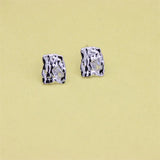925 Silver Zircon Rectangle Stud Earrings Wedding Jewelry