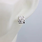 925 Silver Zircon Rectangle Stud Earrings Wedding Jewelry