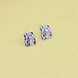 925 Silver Zircon Rectangle Stud Earrings Wedding Jewelry