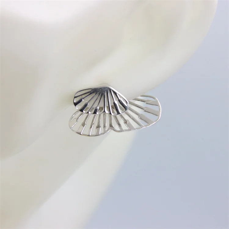 ZFSILVER 925 Silver Exaggerated Hollow Butterfly Stud Earrings