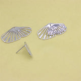 ZFSILVER 925 Silver Exaggerated Hollow Butterfly Stud Earrings