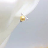 925 Silver Triangle Pearl Stud Earrings for Women