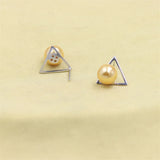 925 Silver Triangle Pearl Stud Earrings for Women