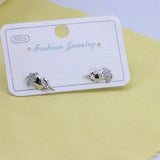 ZFSILVER 925 Silver Unicorn Stud Earrings Diamond Charm Party Gift
