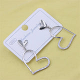 ZFSILVER 925 Silver Diamond-set Heart Stud Earrings