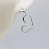 ZFSILVER 925 Silver Diamond-set Heart Stud Earrings