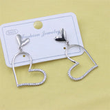 ZFSILVER 925 Silver Diamond-set Heart Stud Earrings