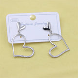 ZFSILVER 925 Silver Diamond-set Heart Stud Earrings