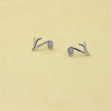 925 Sterling Silver Music Note Stud Earrings with Diamond Accents