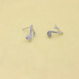 925 Sterling Silver Music Note Stud Earrings with Diamond Accents
