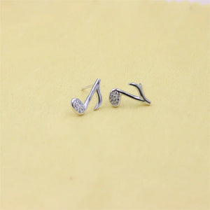 925 Sterling Silver Music Note Stud Earrings with Diamond Accents