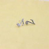 925 Sterling Silver Music Note Stud Earrings with Diamond Accents