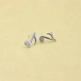 925 Sterling Silver Music Note Stud Earrings with Diamond Accents