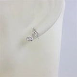 925 Sterling Silver Music Note Stud Earrings with Diamond Accents