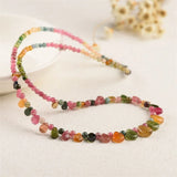 Natural Tourmaline Beads Stone Choker Necklace Charms