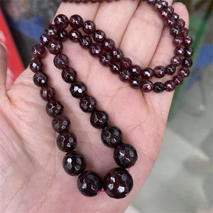 ZFSILVER Natural Wine Garnet Beads Choker Necklace For Women