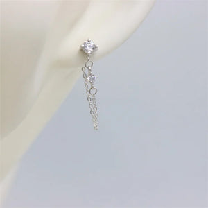 925 Sterling Silver Diamond Zircon Tassel Stud Earring