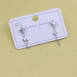 925 Sterling Silver Diamond Zircon Tassel Stud Earring
