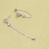 925 Sterling Silver Diamond Zircon Tassel Stud Earring