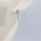 925 Sterling Silver Diamond Zircon Tassel Stud Earring